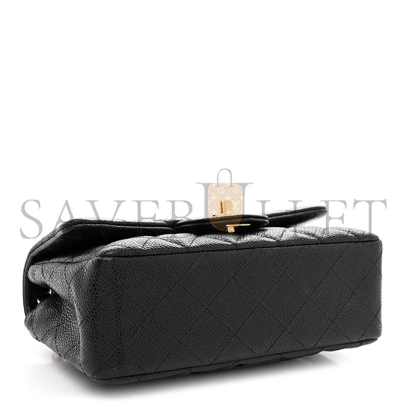 Ch**el MASTER CAVIAR QUILTED MINI RECTANGULAR FLAP BLACK (20*12*6cm)